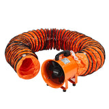 Garvee 10 Inch Utility Blower Fan With 32.8ft Flexible Duct Hose For Industrial Exhaust, Workshops, Construction - Durable Metal Blades, Low Noise, Portable - 10M 10In Us Plug Orange
