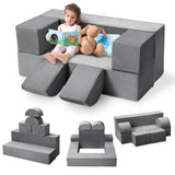 Garvee Kids Play Couch 6Pcs Modular Kids Play Sofa Toddler Foam Sofa Convertible Sofa with Removable Cover Dark Grey for Playroom Bedroom 39.37"W x 19.70"D x 15.75"H - Dark Grey