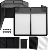 Garvee Portable DJ Facade Booth Foldable DJ Table Station with Adjustable Feet for Party 42"L x 46"H x 25"W Black Metal Frame