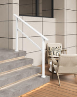 Garvee Hand Rails for Outdoor Steps, 2 Step Stair Handrail Kit, Adjustable 500lbs, White, Front Porch & Indoor Use