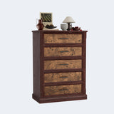 Garvee Farmhouse 5 Drawer Dresser with Metal Handles for Bedroom, Living Room, Hallway, 28in Brown - Brown