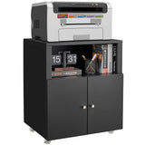 Garvee Metal Printer Cabinet with Storage Heavy Duty 3D Printer Stand on Wheels 2 Doors Black for Home Office Corner Small Spaces - Black
