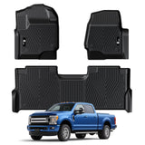 Garvee Floor Mats for 2017-2024 Ford F-250/F-350 SuperCrew Cab, All Weather TPE Liners, Front & Rear, Black - Brand "G" Factory Pattern