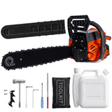 Garvee Gas Powered Chainsaw 16-Inch Bar Professional Grade Wood Cutter Tree Trimmer Quick Start Anti-Vibration Black - Orange