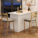 Garvee Bar Stools Set of 4 Upholstered Counter-Height Bar Stools with Backrest and Footrest for Kitchen Island or Apartment Counter, Gold