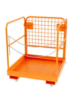 Garvee 36" x 36" Heavy Duty Forklift Safety Cage (1800 LBS Capacity) - Foldable Forklift Man Basket Work Platform for 1-3 People with Protective Guardrail Chain & Drain Holes, High-Visibility Orange - Orange