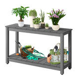 Garvee 48 Inch Outdoor Console Table Wood All-Weather Side Table Patio Porch Garden Rust-Resistant Easy to Clean - Gray