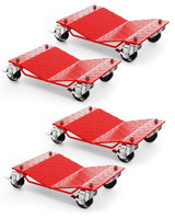 Garvee Car Wheel Dolly Set of 4 Heavy Duty Vehicle Mover with Brakes for Cars Trucks Trailers Motorcycles, 6000 LBS Capacity, Red - Red