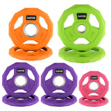 Garvee 2-Inch Rubber Coated Weight Plates Set - Color Coded Cast Iron Bumper Plates for Home Gym Weightlifting Barbell Training, 2.5-45 Lbs, Multi-Color - Multi-Color