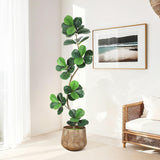 Garvee Fiddle Leaf Fig Tree 6ft Tall Artificial Tree with White Planter, Indoor Outdoor Faux Floor Plant, Greenery Decor