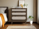 Garvee Rattan Dresser with 3 Drawers Narrow Storage Cabinet for Bedroom Modern Farmhouse 31.5'' Brown