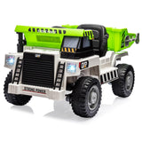 Garvee Ride - P Series: 12V Ride on Dump Truck with Remote Control, Electric Dump Bed, MP3 Player, USB Charger, All-Terrain Tires, Suitable for Indoor and Outdoor Play - White