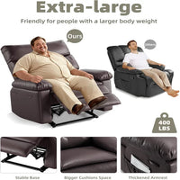 Garvee Oversized Recliner Chair - PU Leather Large Manual Recliner for Adults, Ultimate Comfort Lazy Boy with 1.5X Sponge Filling and Easy Recline Mechanism for Relaxation, Coffee