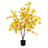 Garvee Large Artificial Yellow Maple Tree 1.2m Beige Bionic Potted Ornament for Home Office Wedding Decoration - 1.2 Beige Maple