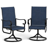 Garvee Patio 360° Swivel Chairs Set of 2 Outdoor Rocking Dining Chairs Navy Blue for Backyard Poolside Lawn Porch - Blue