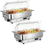 Garvee Electric Chafing Dish Buffet Set 3x3 QT Stainless Steel Food Warmers with Digital Temperature Control for Parties Catering Weddings, Stainless Steel