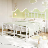 Garvee Full Size Metal Bed Frame With Heart-Shaped Headboard & Footboard For Girls And Boys, Full Platform Bed, White, Heavy-Duty, Noise-Free, Easy Assembly