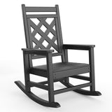 Garvee Outdoor Rocking Chair HDPE Weather Resistant Patio Rocker Wood Texture 380Lbs Black