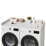 Garvee Washer Dryer Countertop Wooden Laundry Topper with Edge Rails for Laundry Room Organization 54.3" x 27.6" Natural Wood - White