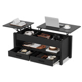 Garvee 47.2" Lift Top Coffee Table with Storage, Split Lift Design, Adjustable Height, Black, Farmhouse Living Room - Black - 47.2"
