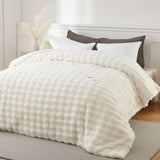 Garvee Queen Size Heated Comforter Blanket with Wireless Controller, Fluffy Faux Fur Electric Comforter, 6 Heat Levels & 10H Auto-Off, Soft Luxury Warm Fuzzy Bedding for Bedroom Living Room, Beige - Beige