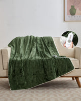 Garvee Electric Blanket Throw Velvet Heated Throw Blanket Luxury Soft Heating 50x60 Green - Green