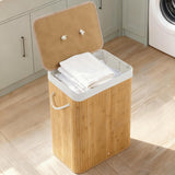 Garvee 106L Bamboo Laundry Basket with Lid, Foldable Clothes Hamper for Bedroom, Bathroom, Dorm, Laundry Room, Large, Natural Wood Color - Phk_35Tpsdy4