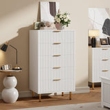 Garvee Fluted 5 Drawer Dresser White for Bedroom, Living Room, Hallway, Kids Room, 48 in Tall Modern Wooden Chest Organizer - White