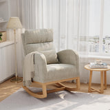 Garvee Modern Nursery Rocking Chair Linen Upholstered Comfortable Rocker Recliner with Side Pocket for Living Room Bedroom Nursing Room Grey