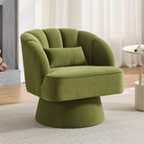 Garvee Modern Swivel Barrel Accent Chair 360 Degree Velvet Upholstered Armchair Green for Living Room Bedroom Reading Nook