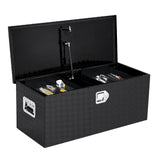 Garvee Aluminum Truck Bed Toolbox Lockable Diamond Plate Tool Box Chest Weatherproof Durable Storage 34.5x13x6.5 Inches Silver - Black