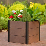 Garvee 19" x 19" x 17" Wood Look Raised Garden Bed Without Bottom, Outdoor Planter Box for Vegetables & Herbs, Durable Composite Deep Root Bed, Backyard Patio, Brown