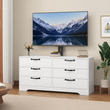 Garvee 47.2" Modern TV Stand with Mount for 75 Inch TVs, Adjustable Height, 6 Drawers, Sturdy MDF, Living Room, Bedroom, Office, Black