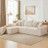 Garvee 110 in Oversized L-Shaped Sofa with Left Chaise & Throw Pillows for Living Rooms, Beige, Soft Corduroy Memory Foam - Beige+Left