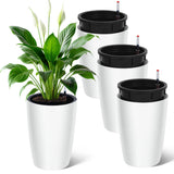 Garvee 16 in Tall Planters Set of 4 Self Watering Pots with Drainage and Water Level Monitor for Outdoor Indoor Use White
