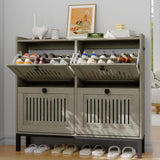 Garvee 4-Door Flip Front Shoe Cabinet with Adjustable Shelves for Entryway, Hallway, Living Room - Grey, Large Capacity, Modern Design - Grey