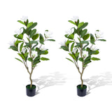 Garvee 2 Pack Artificial Magnolia Tree, 3.7 ft Tall Faux Magnolia Plant, White, Living Room, Office, Porch Decor - White