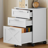 Garvee 3-Drawer File Cabinet with Lock, Mobile Under Desk Filing Cabinet, Wood Storage Organizer for Letter/A4/Legal Size Documents, White