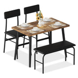 Garvee 4-Piece Dining Table Set with Metal Frame & Wood Top for Small Spaces, Modern Kitchen Furniture, 43.31"x29.59", Black & Wood