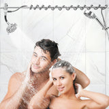 Garvee Dual Shower Head for Couples, High Pressure Double Shower Heads, Adjustable Two Showerhead System, Silver, Fits 2 Person Bathroom