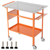 Garvee Carbon Steel 36" x 24" Four-Wheel Welding Workbench with Brakes, Pegboard, Hooks, Storage Tray - Heavy Duty Welding Cart, Plasma Table, Work Bench, Black