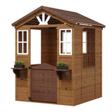 Garvee Cedar Wooden Kids Playhouse with Play Kitchen Outdoor Toddler Playhouse for Backyard 44.1x46.5x59.5 inches Natural Wood - Brown