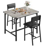 Garvee Dining Table Set for 2 with Backrest Bar Stools, Footrest & Corner Protector, Counter Height Kitchen Table Set for Small Spaces, Rustic Gray - Rustic Gray
