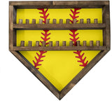 Garvee Baseball Ring Display Case 14" Wood Wall Hanging Collectible Baseball Holders 24 Brackets Bat Trophy Medal