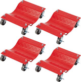 Garvee 4-Pack Car Wheel Dollies, Heavy-Duty Manganese Steel, 6000 Lbs Capacity, Red, Garage & Workshop Use