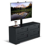 Garvee Adjustable TV Stand Console for 32-80 Inch TVs with 4 Drawers, MDF Wood, Space-Saving Design for Living Room and Bedroom - Negro