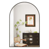 Garvee 26"X38" Modern Arched Bathroom Wall Mirror with Metal Frame, Tempered Glass, Rust-Resistant, Vertical Hanging for Living Room, Bathroom, Bedroom Decor - Black