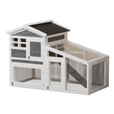Garvee 2-Story Wooden Rabbit Hutch with Removable Wire Netting and Leak Proof Tray for Indoor and Outdoor Use, Grey, Weatherproof, Small Animals - 2-Story Grey