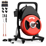 Garvee 50 FT x 1/2 Inch Drain Cleaner Machine with Wheels for 2" to 4" Pipes, Electric Sewer Snake, Plumbing Power Augers Cleaner, 450W Motor, Steel Core Cable, Portable, Multiple Cutters