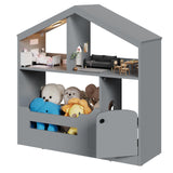 Garvee Kids Bookshelf Wooden Toy Storage Organizer With Motion Sensor Light For Playroom Bedroom Nursery Classroom, Two-Tier, Natural Wood Color